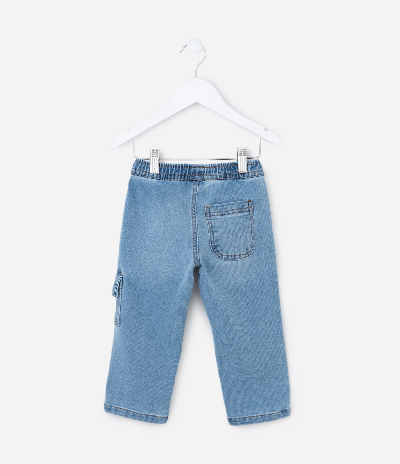 Calça Reta Infantil em Jeans com Bolso Cargo - Tam 1 a 6 anos Azul 3