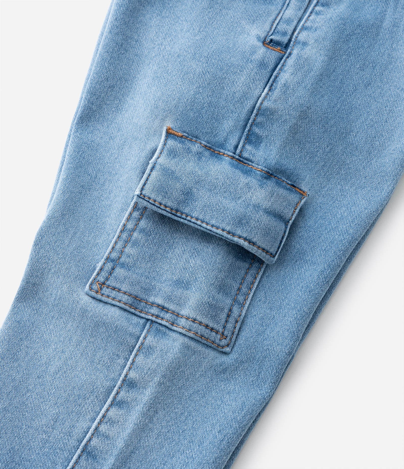 Calça Reta Infantil em Jeans com Bolso Cargo - Tam 1 a 6 anos Azul 5