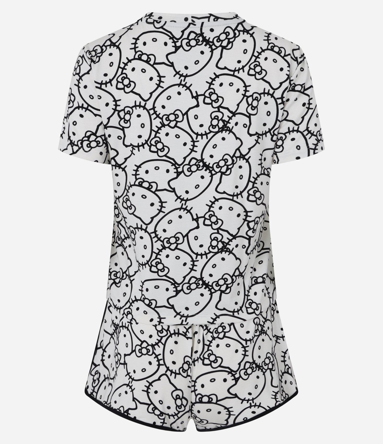 Pijama Short Doll em Viscose com Estampa Hello Kitty Bicolor Preto/Branco 5
