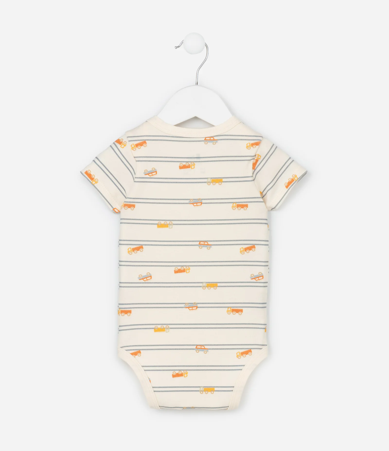 Body Infantil com Estampa Carrinhose Listras - Tam RN a 18 meses Bege 3