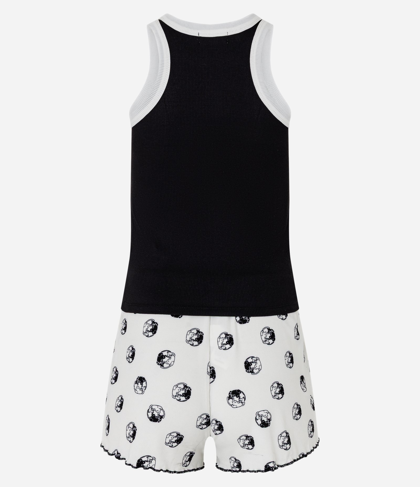 Pijama Short Doll em Ribana com Bordado de Gatinhos Yin Yang Preto/Branco 7