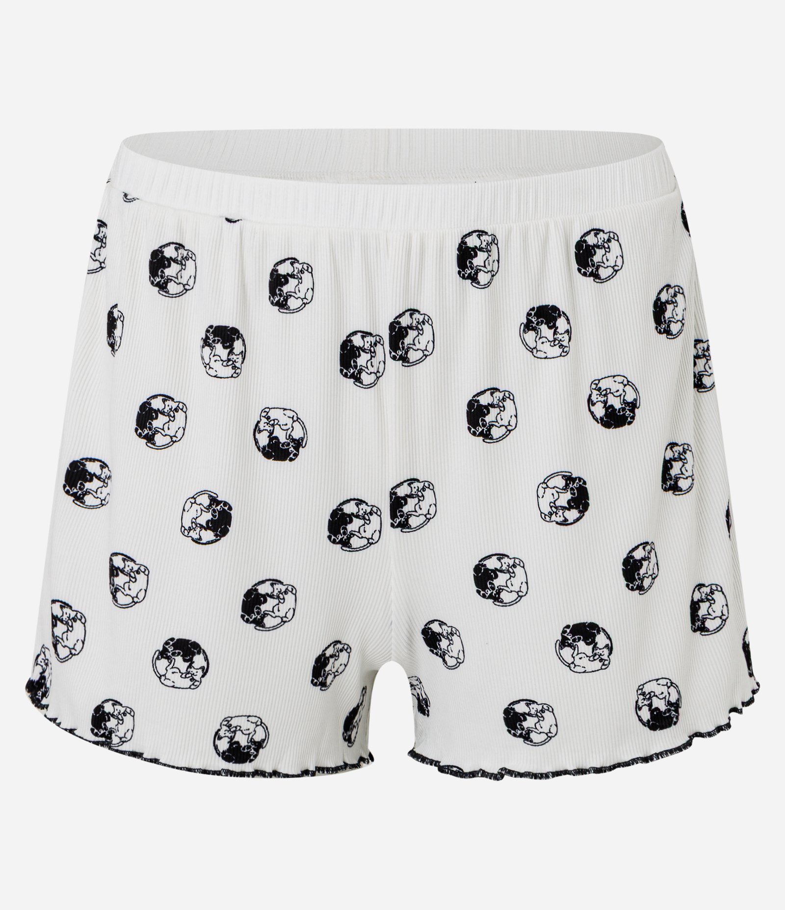 Pijama Short Doll em Ribana com Bordado de Gatinhos Yin Yang Preto/Branco 8
