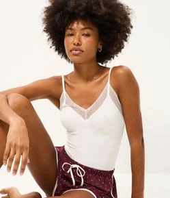 Blusa de Pijama Seamless com Rendinha