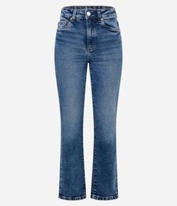 Calça Reta Cintura Alta em Jeans Elastizado