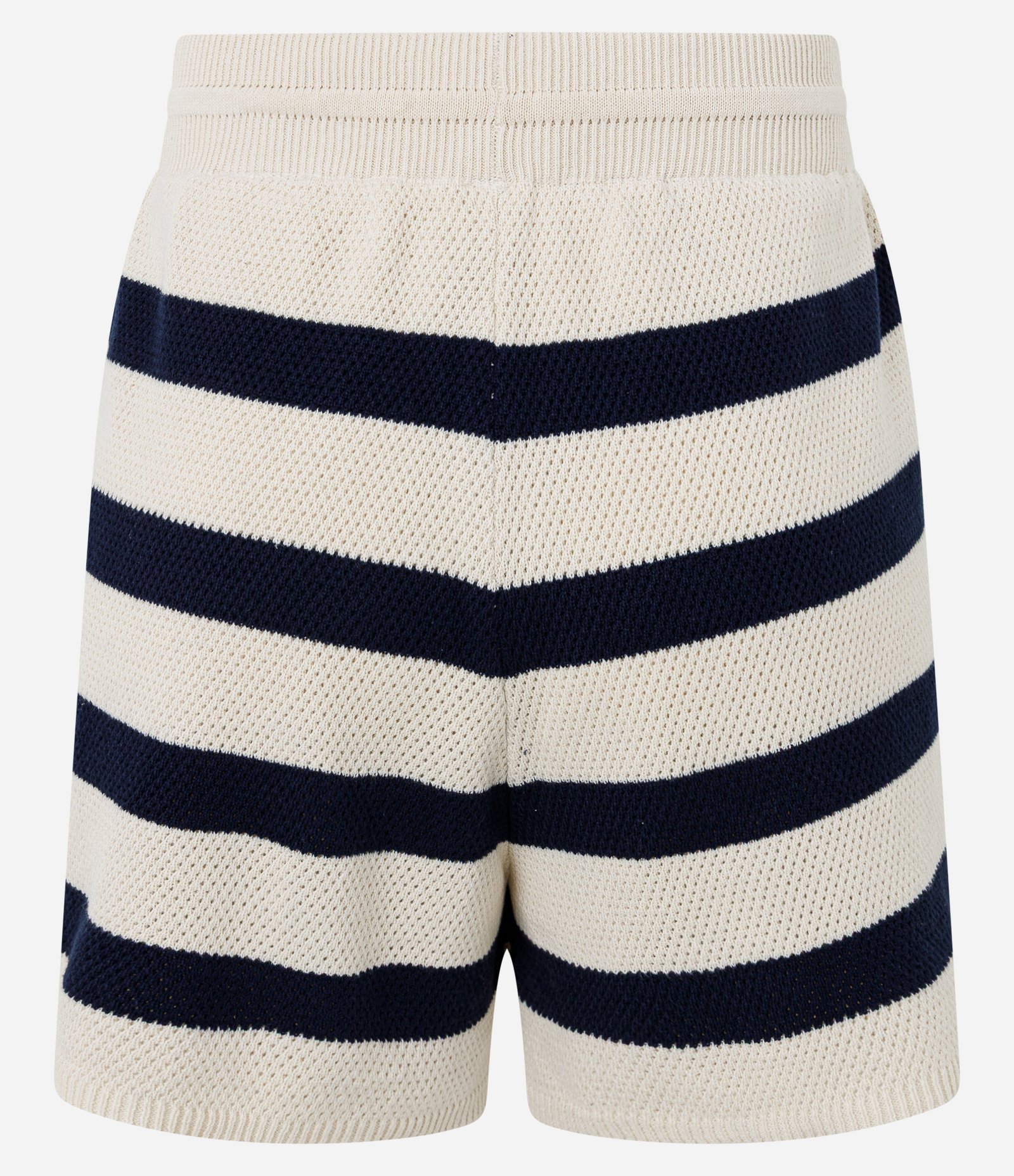 Short Listrado em Tricô com Efeito Crochê Preto/Bege 7