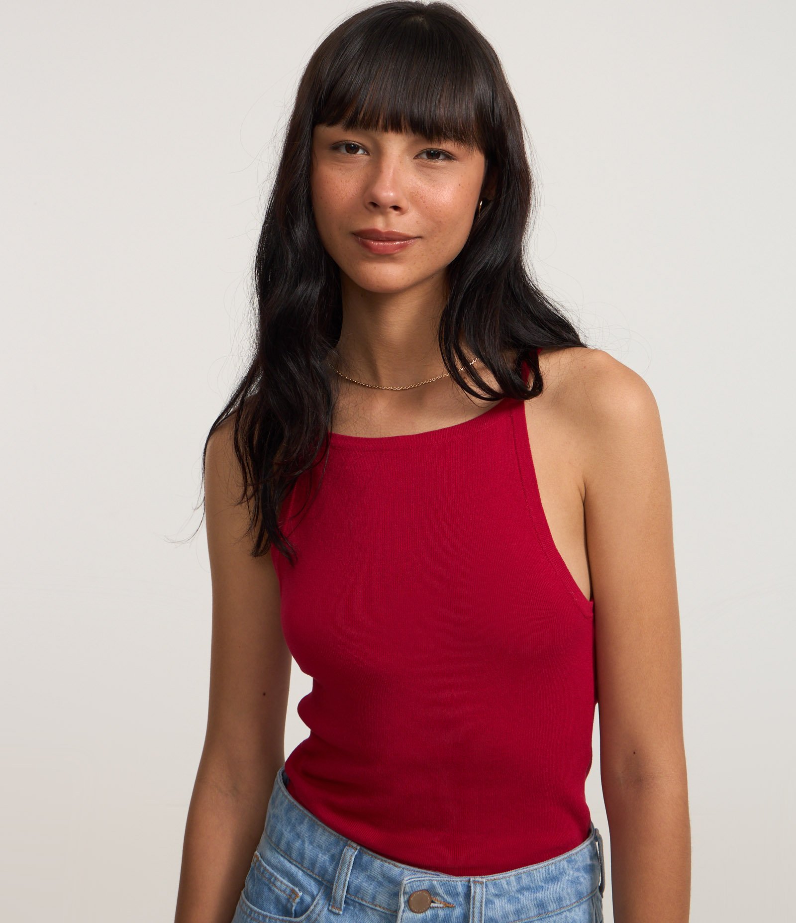 Blusa em Tricô com Lacinhos nas Costas Vermelho 3