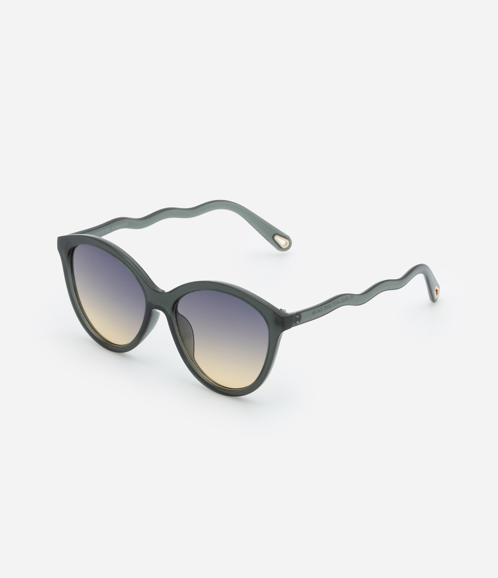 Óculos de Sol Redondo com Haste Ondulada Verde 1