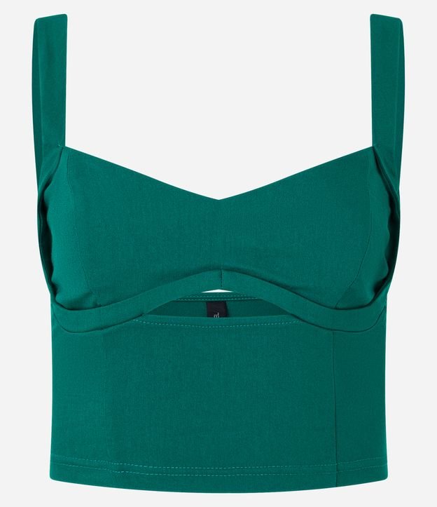 Blusa Cropped em Bengaline com Decote Coração