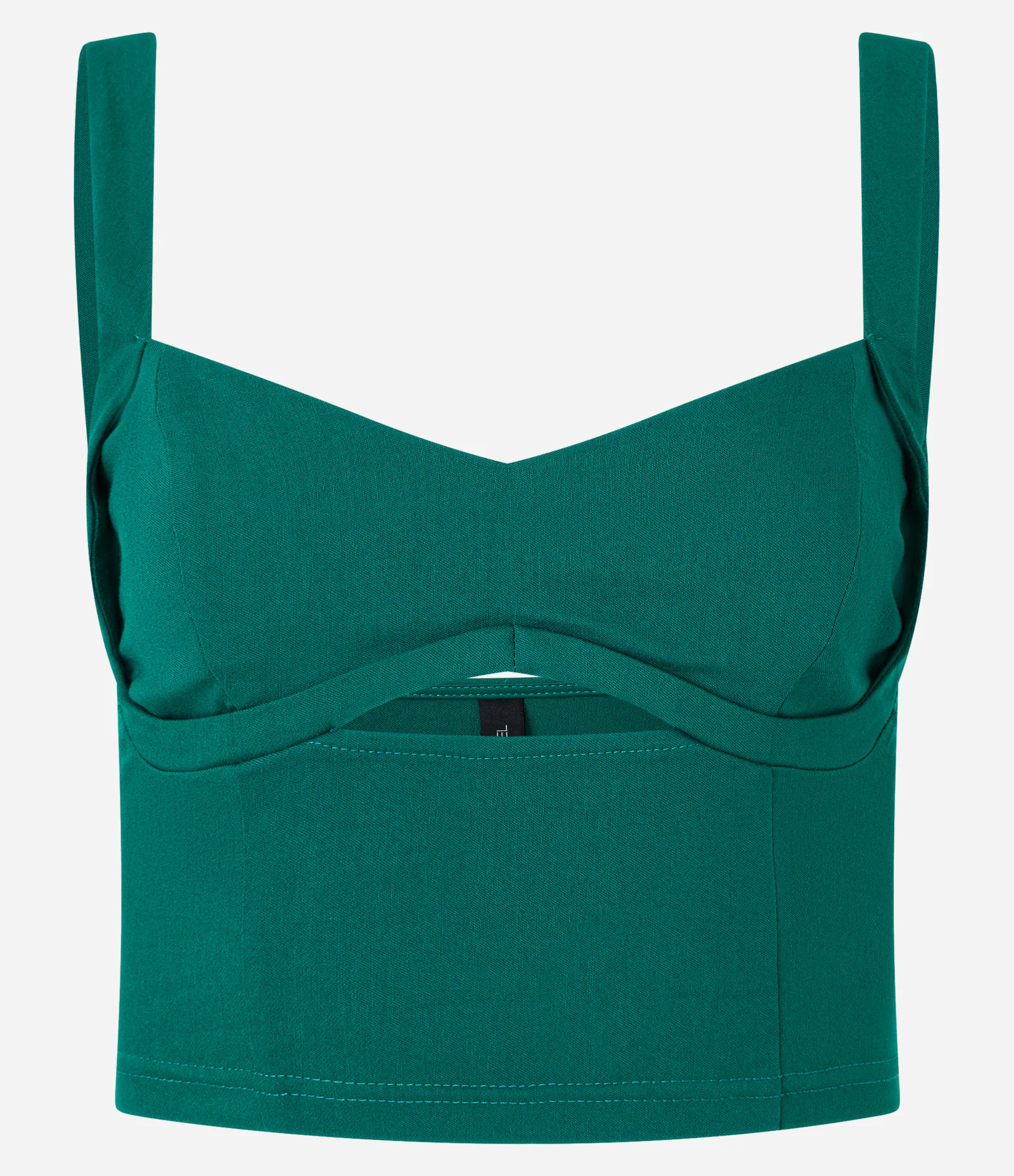Blusa Cropped em Bengaline com Decote Coração Verde 4