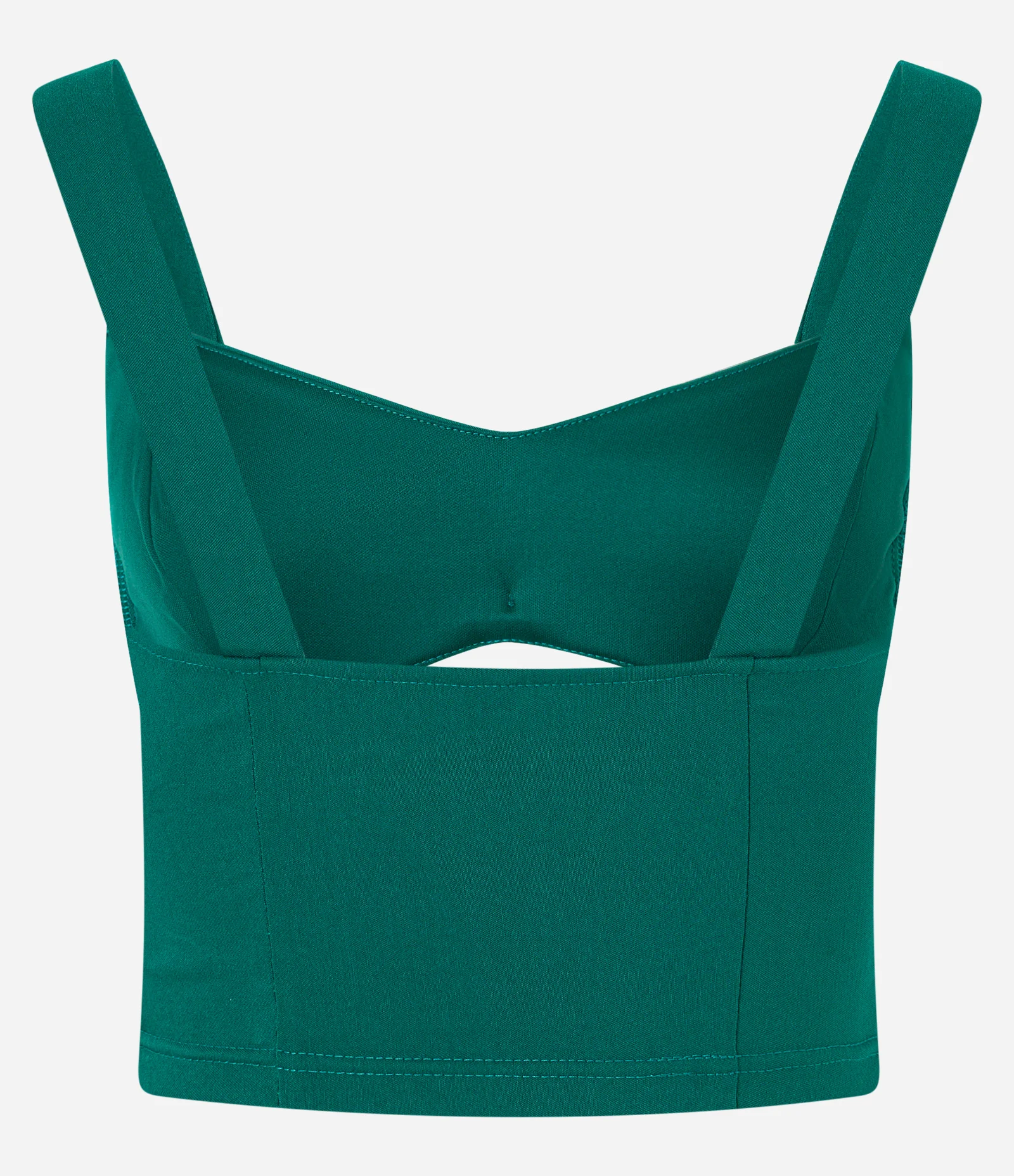 Blusa Cropped em Bengaline com Decote Coração Verde 5
