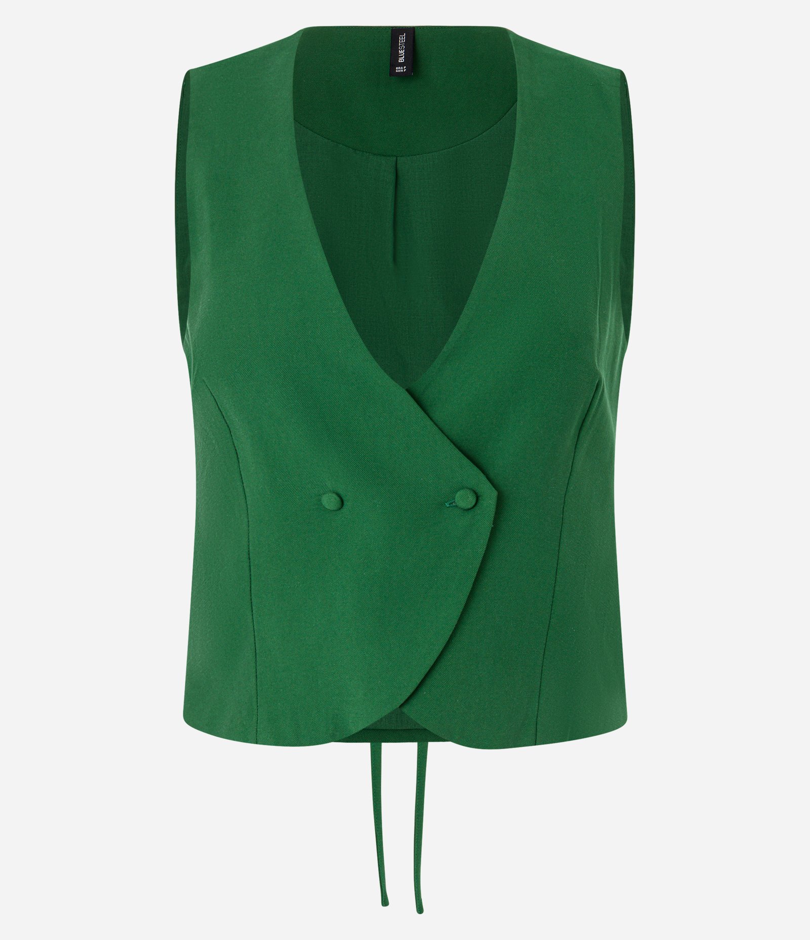 Colete Curto Alfaiatado com Amarração nas Costas e Transpasse Frontal Verde 7