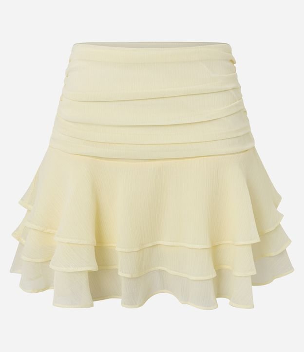 Saia Godê Curta em Chiffon com Franzidos e Babados