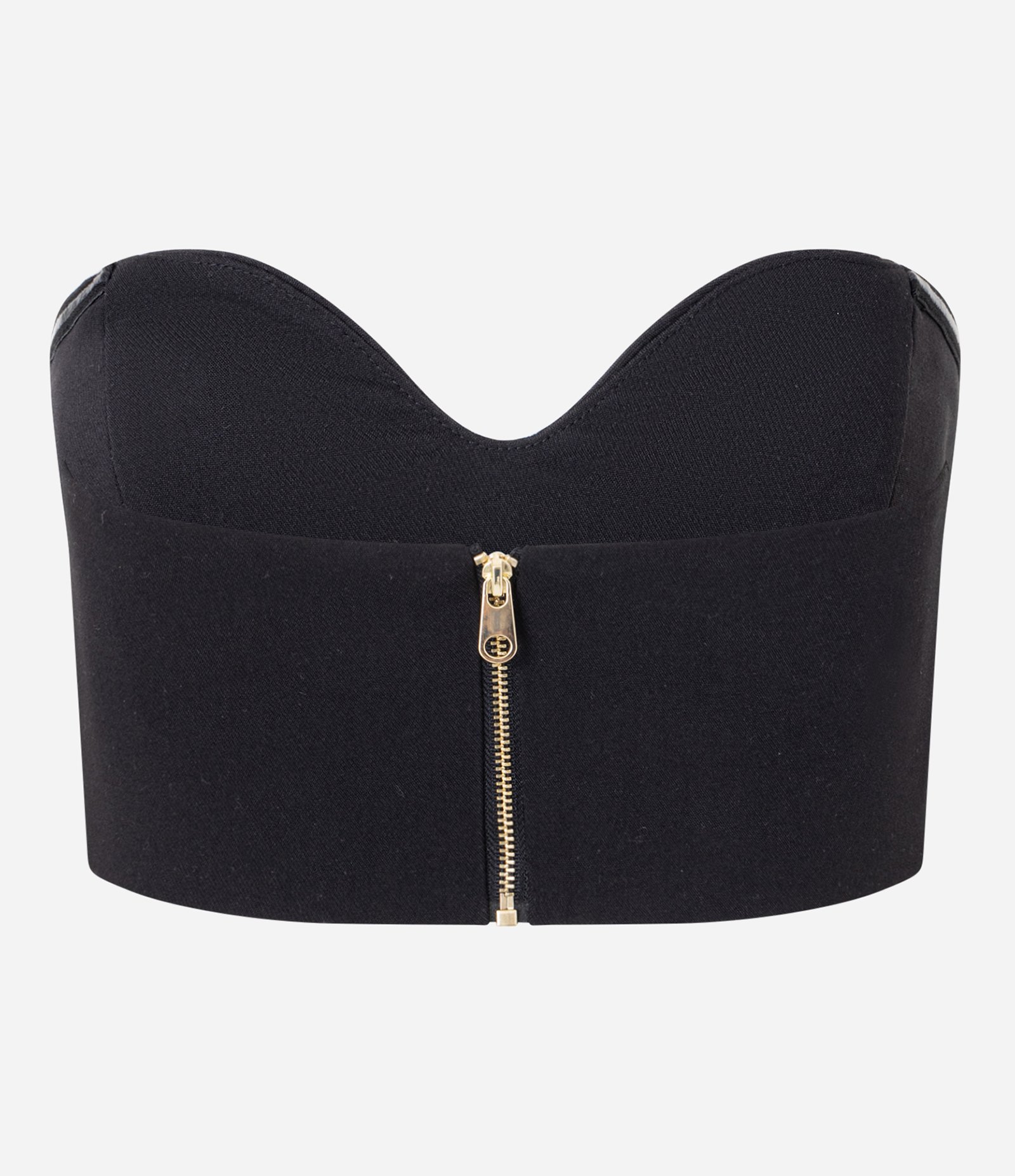 Blusa Super Cropped em Alfaiataria com Decote Coração Preto 6