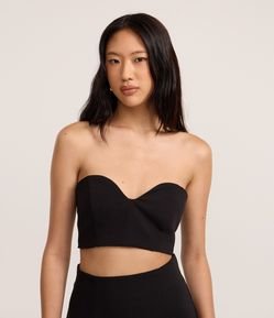 Blusa Super Cropped em Alfaiataria com Decote Coração