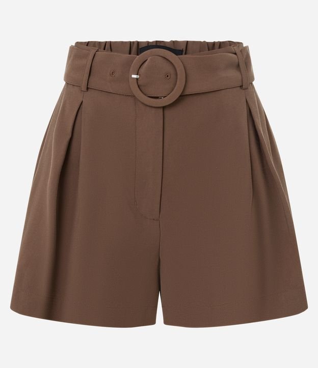 Short Alfaiatado em Viscose com Cinto de Fivela Argola