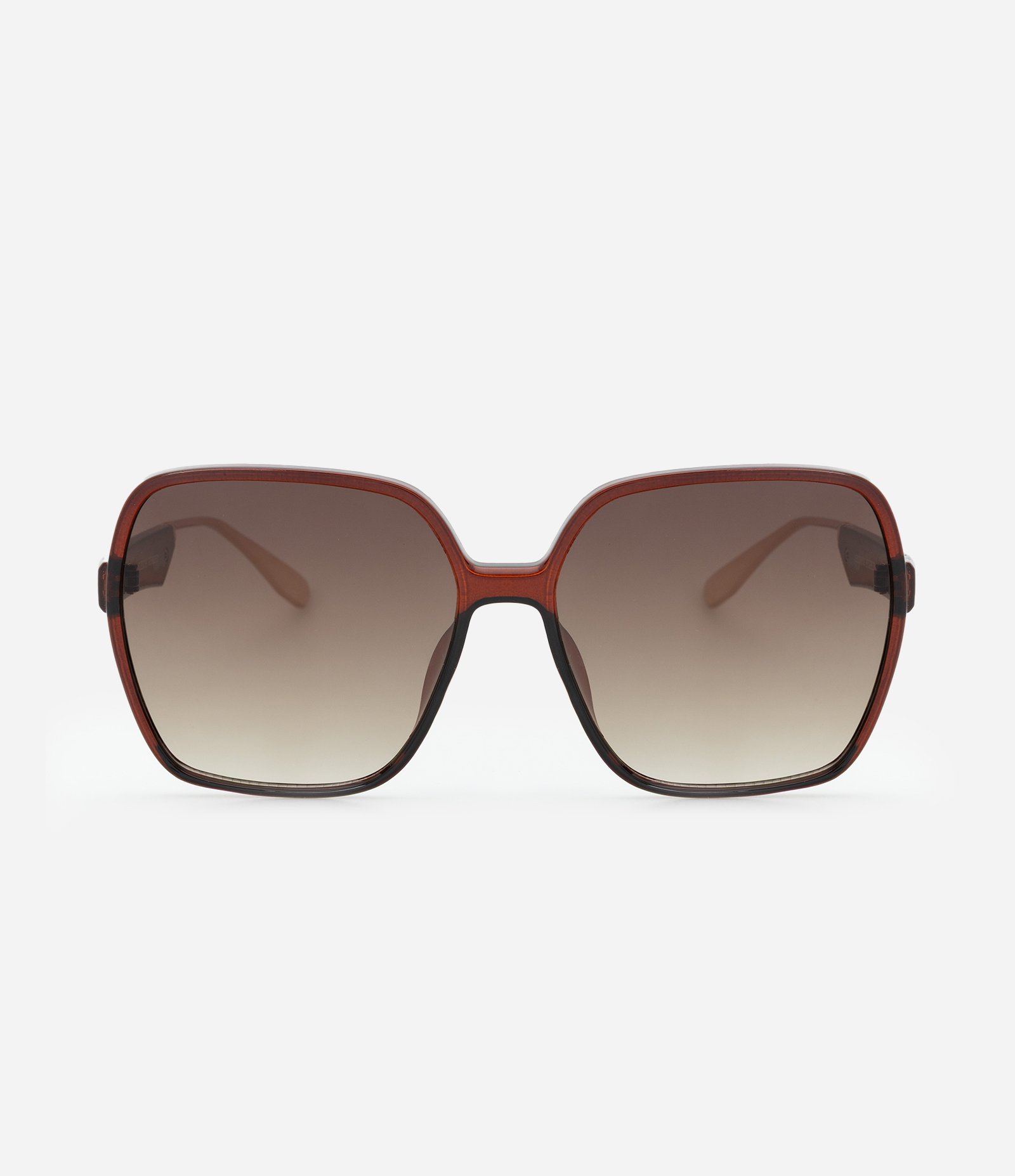 Óculos Quadrado com Lente Degradê e Haste Metalizada Marrom 2