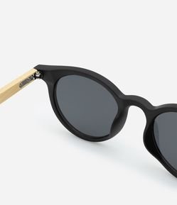 Óculos de Sol Redondo Fosco com Hastes de Madeira