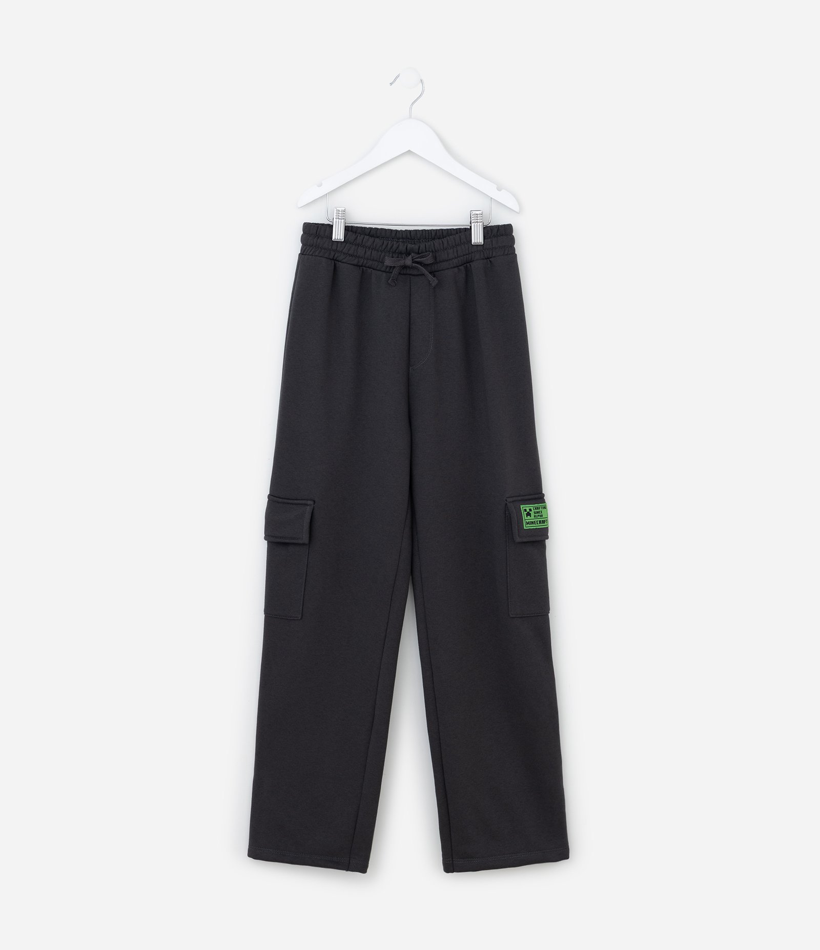 Calça Infantil com Bolsos Crago e Estampa Minecraft -Tam 5 a 14 Anos Cinza Escuro 1