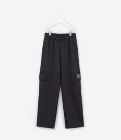 Calça Infantil com Bolsos Crago e Estampa Minecraft -Tam 5 a 14 Anos