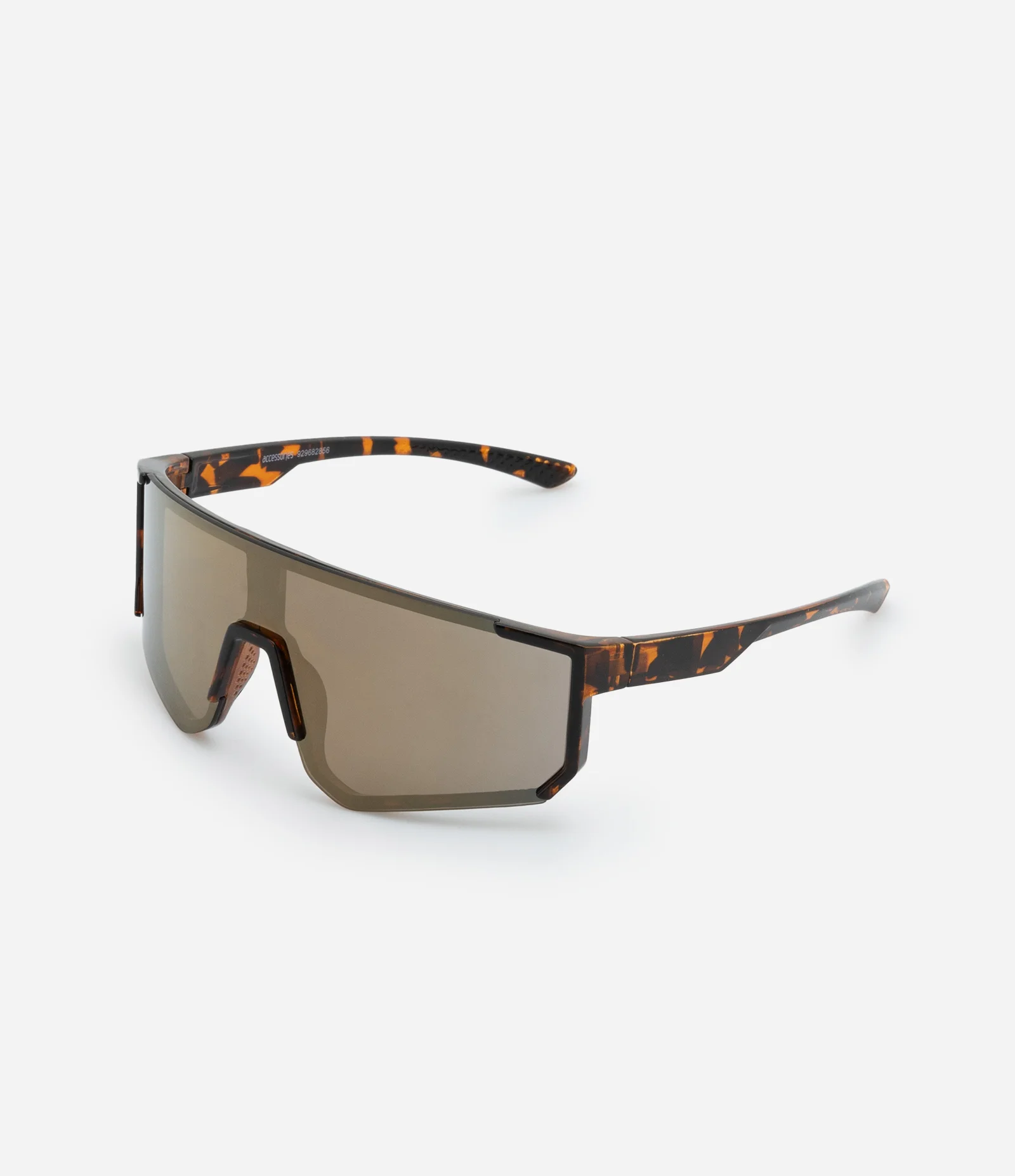 Óculos de Sol Máscara Esportivo em Hastes Tartaruga com Lente Espelhada Marrom 1