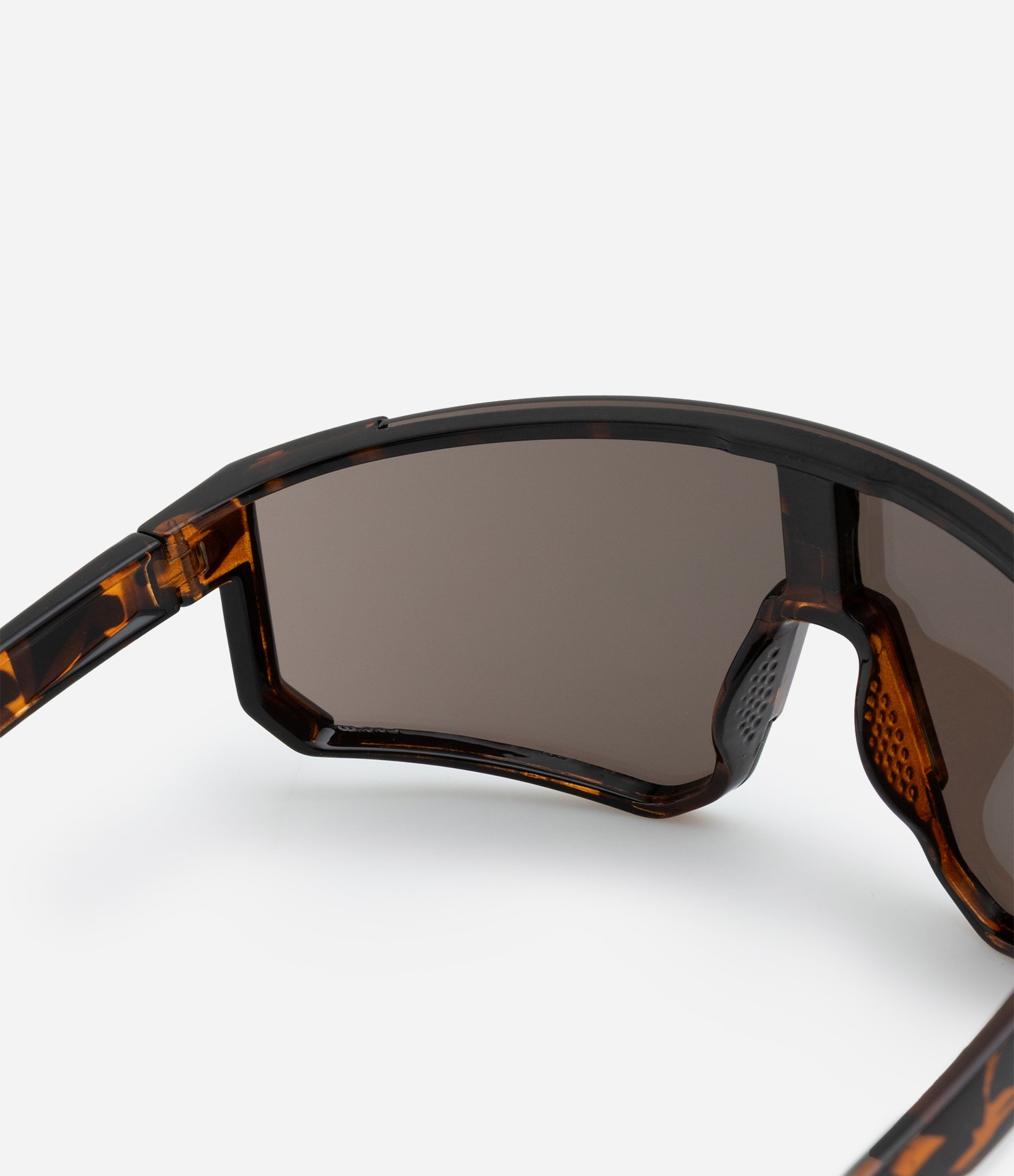 Óculos de Sol Máscara Esportivo em Hastes Tartaruga com Lente Espelhada Marrom 3