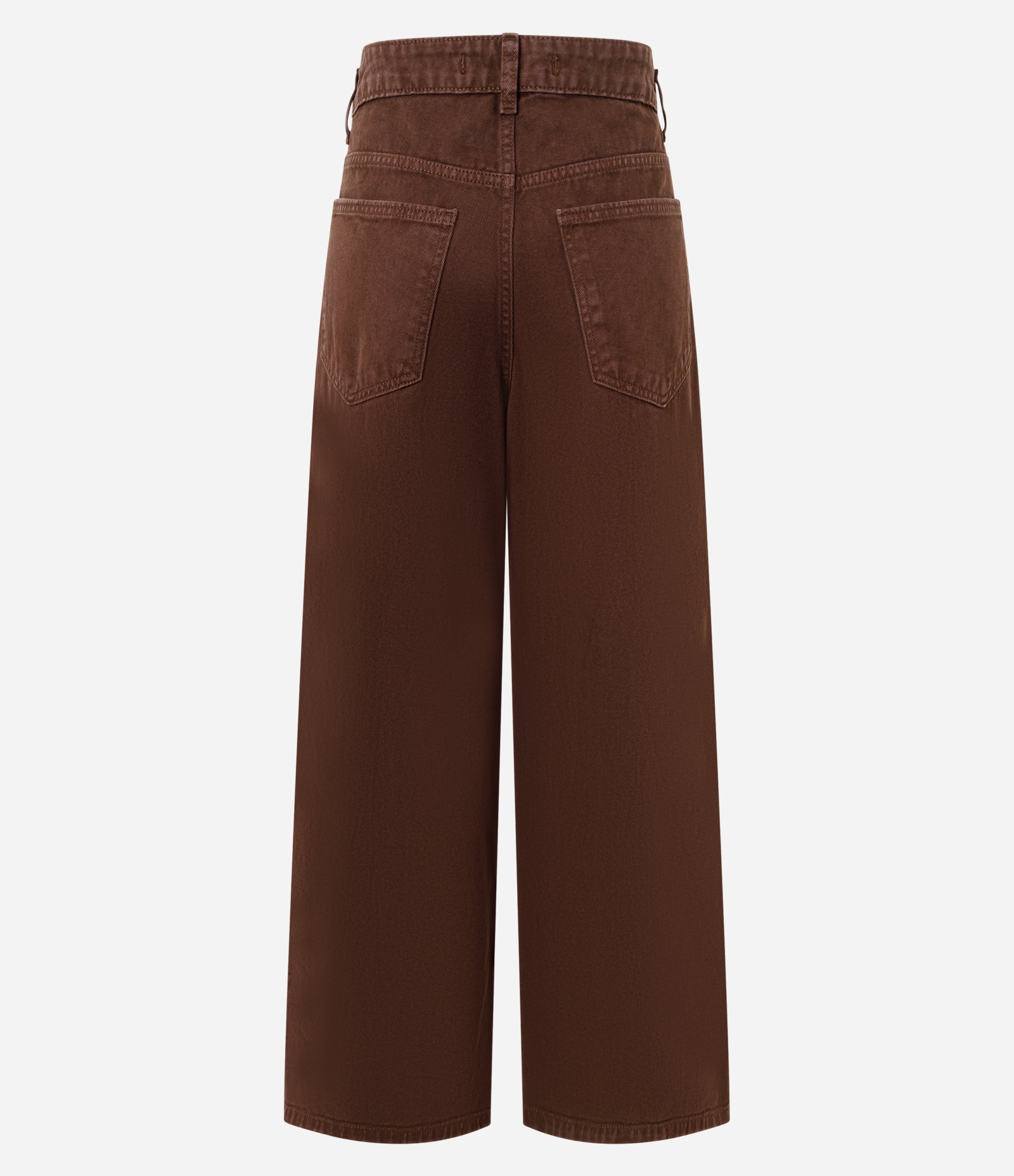 Calça Reta Loose em Sarja com Bolsos Marrom 2