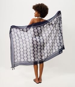 Canga de Praia em Chiffon com Estampa Poá e Tassels