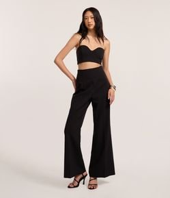 Calça Pantalona Alfaiatada com Pregas e Frisos