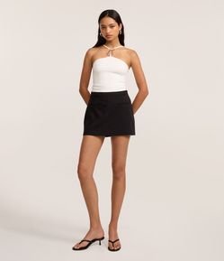 Short Saia Ajustado Alfaiatado com Mini Bolsos