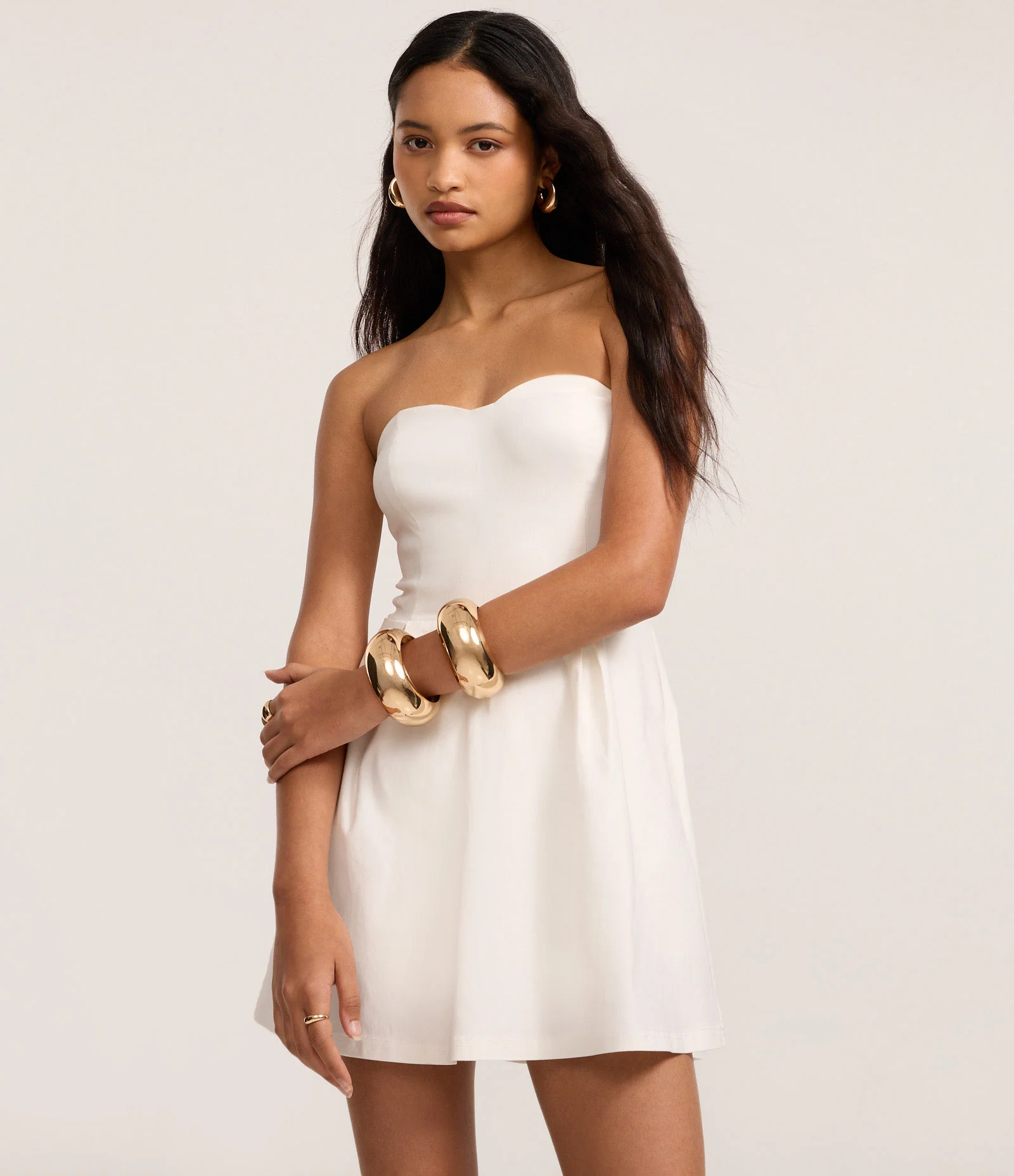 Macaquinho em Bengaline sem Alças e com Pregas Branco 1