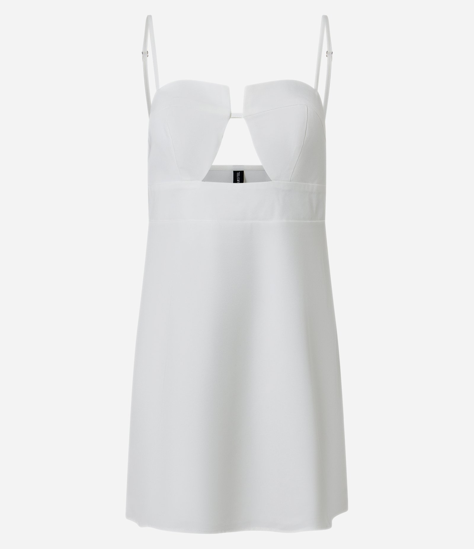 Vestido Curto Alfaiatado em Viscose com Decote Coração Off White 1
