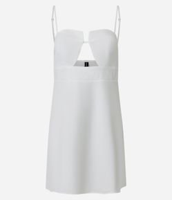 Vestido Curto Alfaiatado em Viscose com Decote Coração