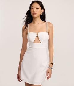 Vestido Curto Alfaiatado em Viscose com Decote Coração