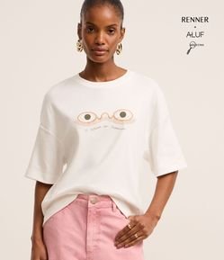 Blusa em Ribana com Estampa Óculos Surrealista