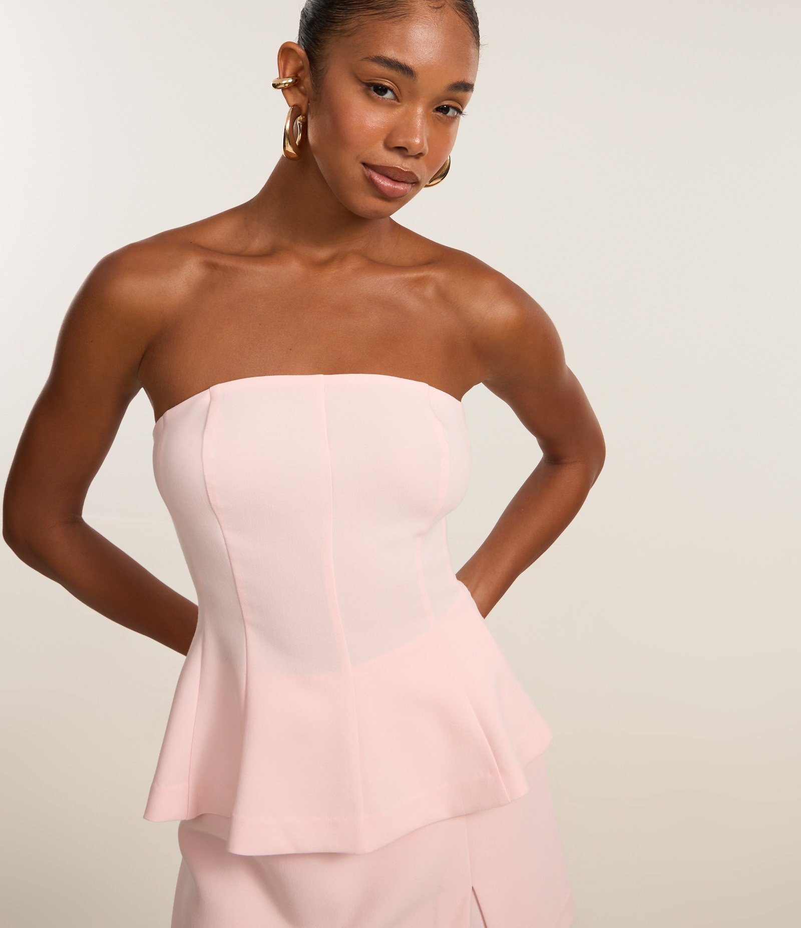 Blusa Peplum em Viscose Alfaiatada Rosa 1