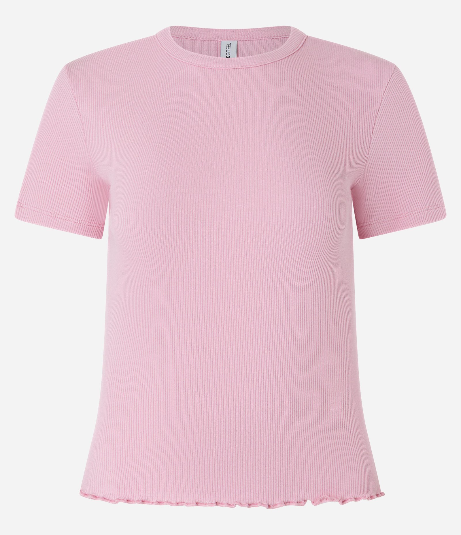Blusa Básica Texturizada em Viscose com Acabamento Frufru Rosa 4