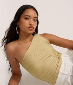 Blusa Ombro Só em Jersey com Listras Texturizadas