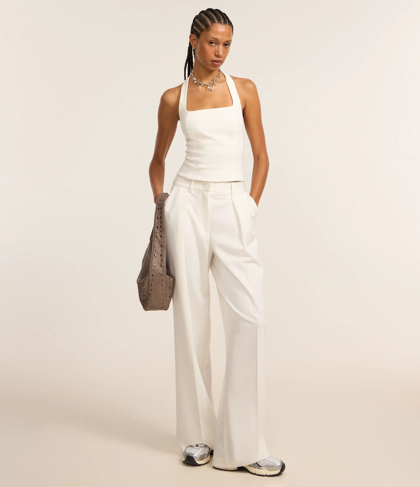 Blusa Cropped em Bengaline Frente Única Branco 2