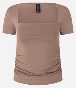 Blusa com Decote Quadrado e Franzido