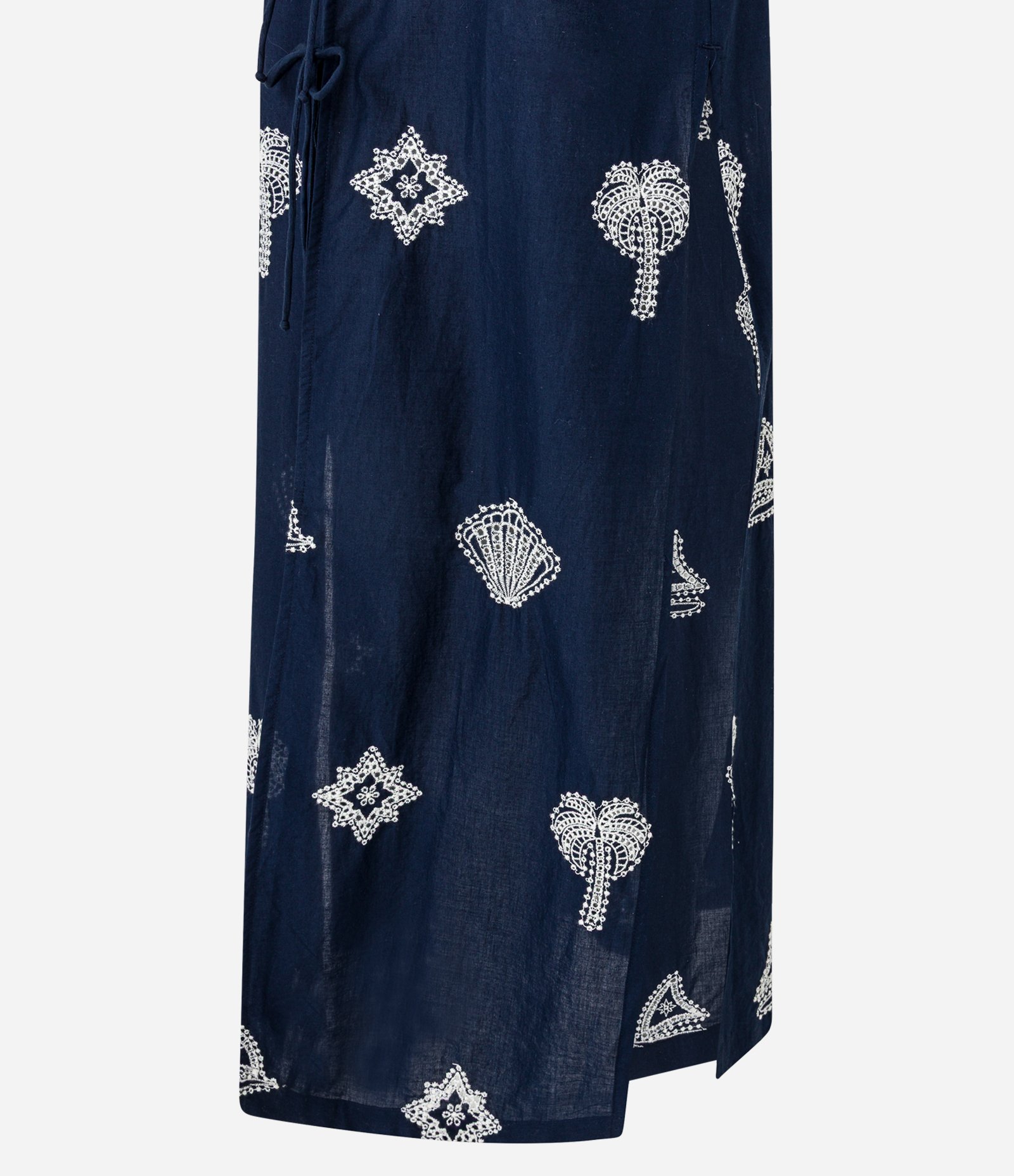 Saída de Praia Bata Alongada em Laise com Amarração Frontal Azul Marinho 6