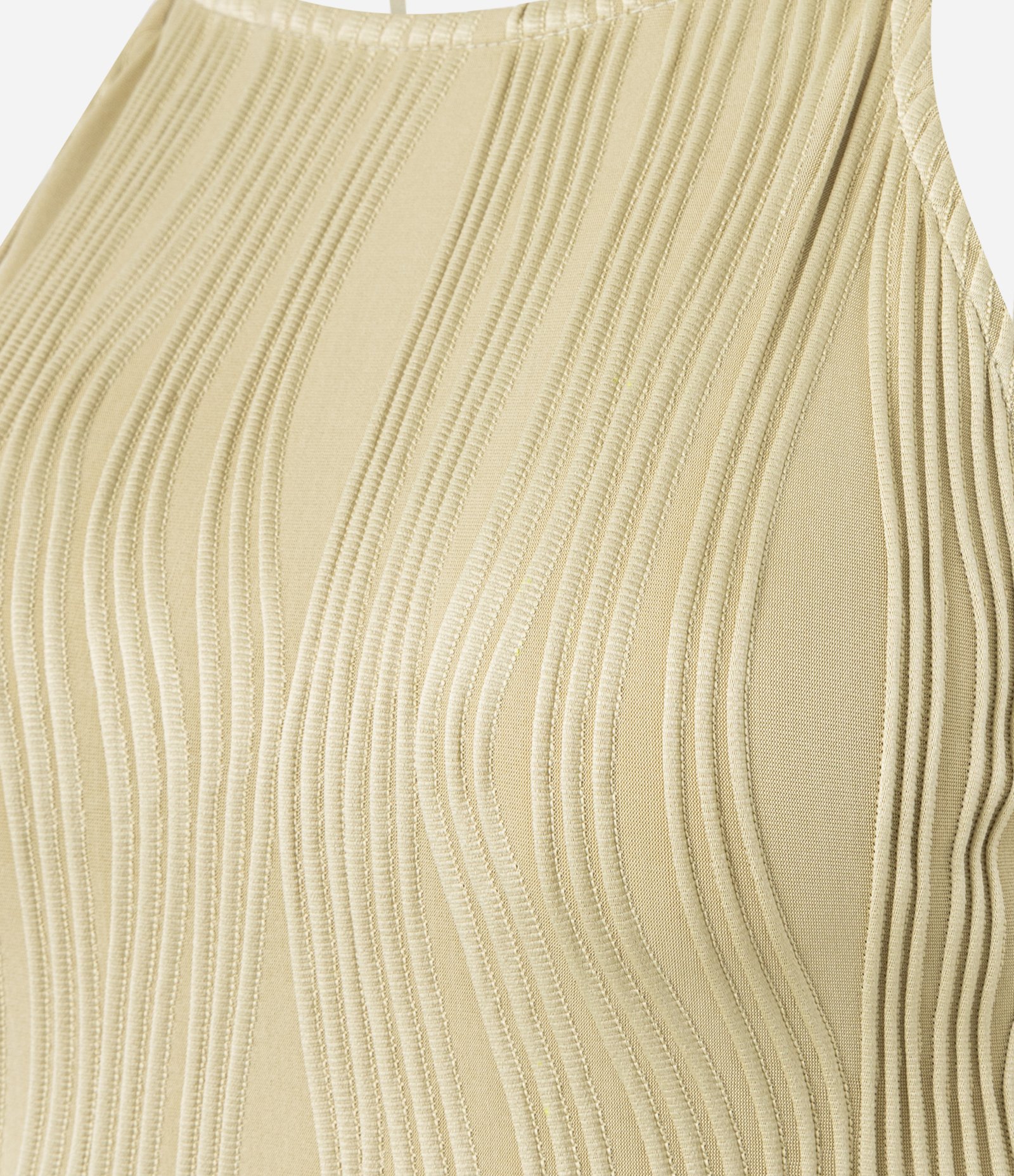 Vestido New Midi Frente Única em Jersey Texturizado com Alças Finas Verde 3