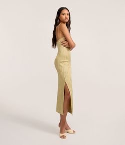 Vestido New Midi Frente Única em Jersey Texturizado com Alças Finas