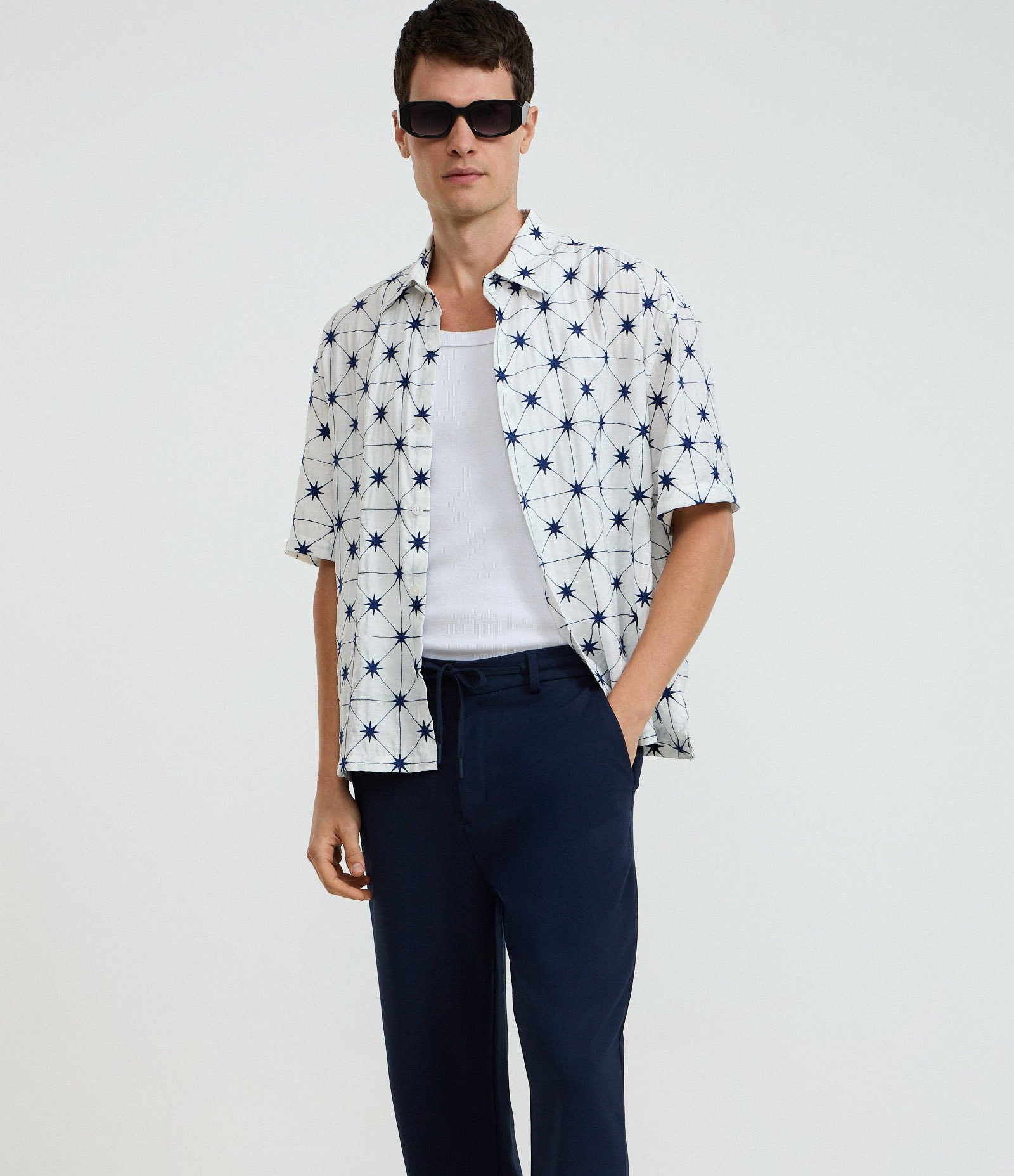 Calça com Amarração no Cós e Tecnologia Performance Azul 3