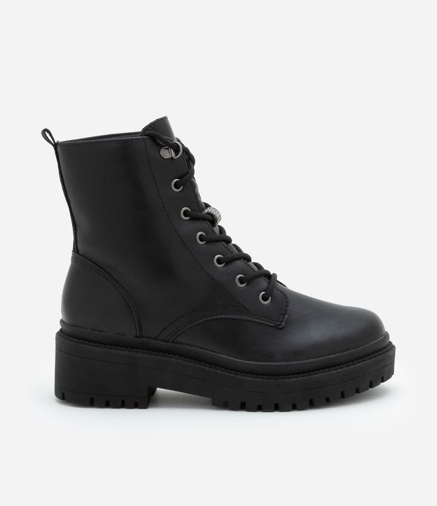 Bota Coturno com Cadarço e Detalhe Brilhante