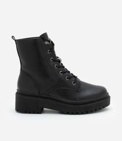 Bota Coturno com Cadarço e Detalhe Brilhante
