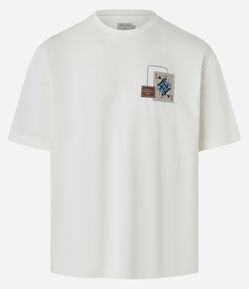 Camiseta Boxy em Algodão com Aplicação Localizada Carta de Reis