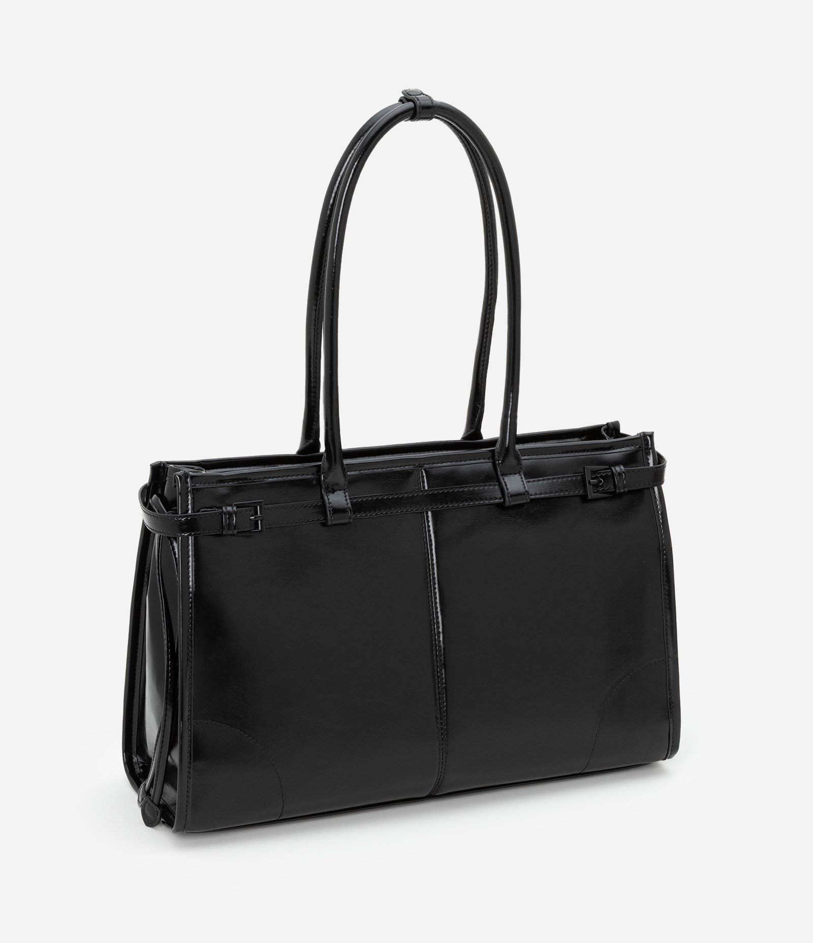Bolsa Satchel Grande com Detalhe Cintado Preto 2