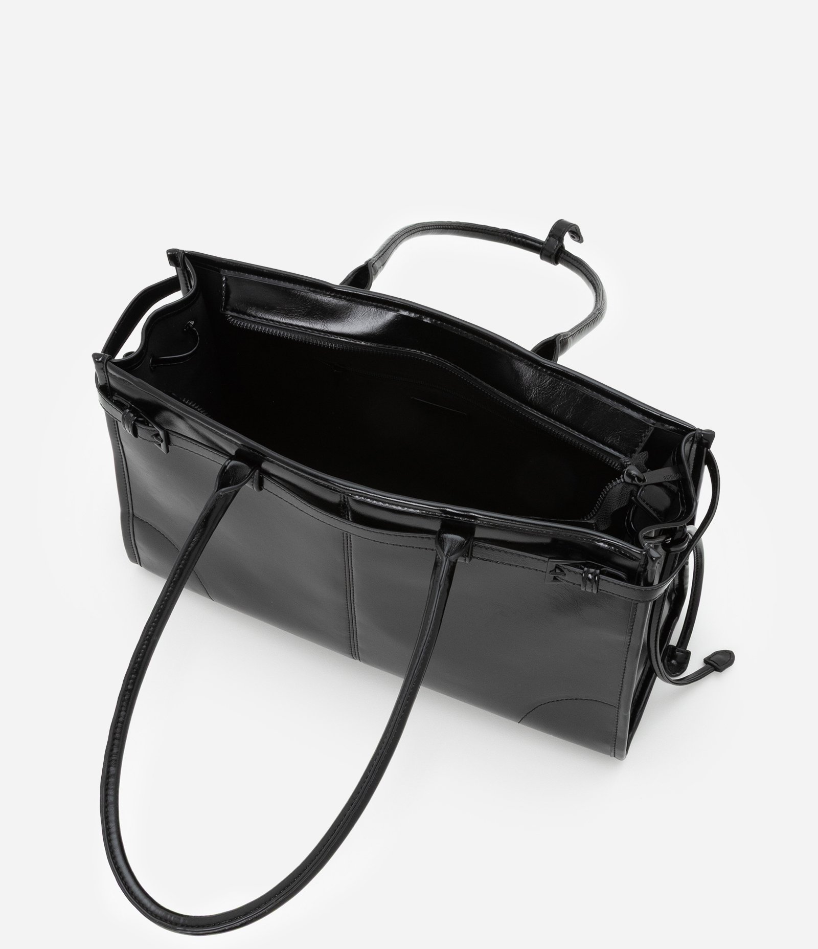 Bolsa Satchel Grande com Detalhe Cintado Preto 3