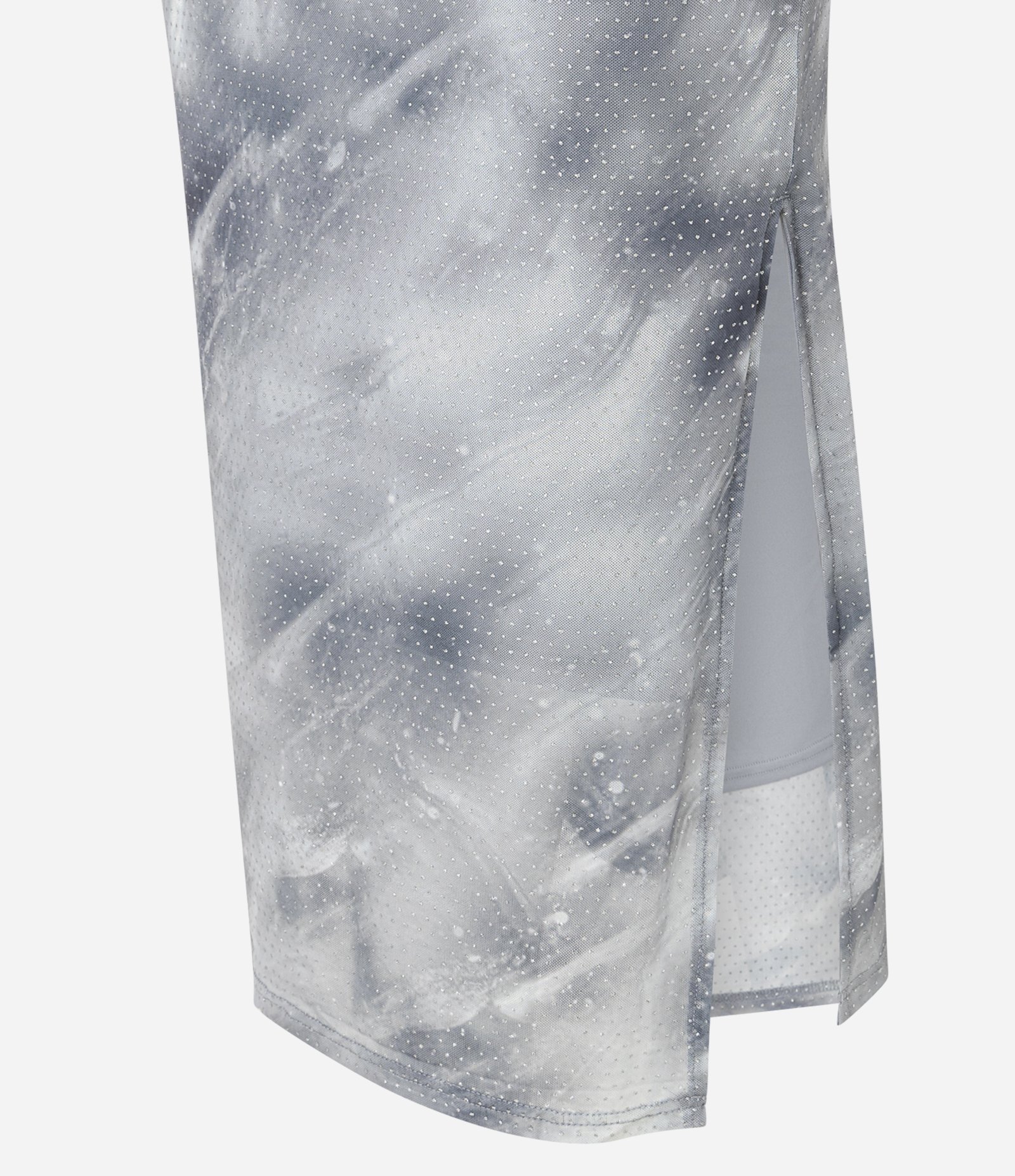 Vestido Midi em Tule com Estampa Abstrata e Glitter Flocado Cinza 7