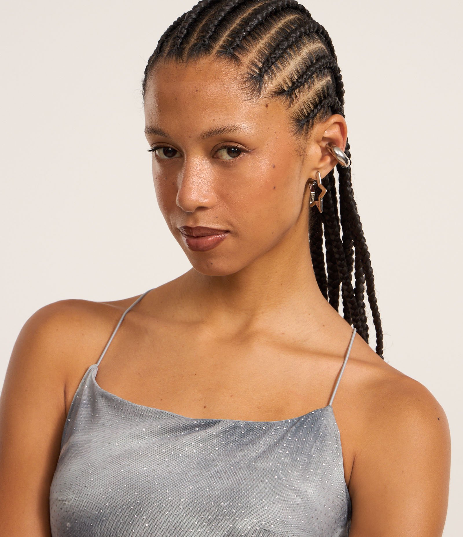 Vestido Midi em Tule com Estampa Abstrata e Glitter Flocado Cinza 2